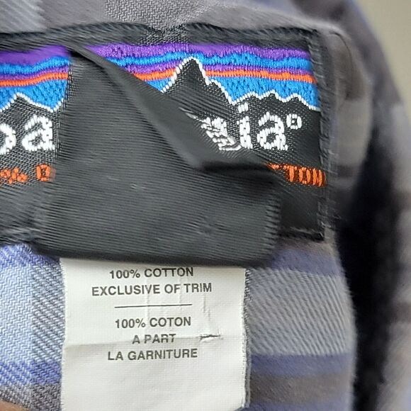 Patagonia Button Up Shirt Mens Large Gray Blue Plaid Classic Fit Long Sleeve - Picture 7 of 12